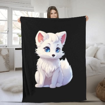 Discover Playful Frosty Baby Arctic Fox Fleece Blankets