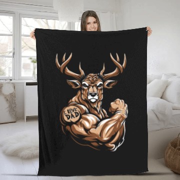 Discover Deer Biceps Tattoo I Love Dad Fleece Blankets