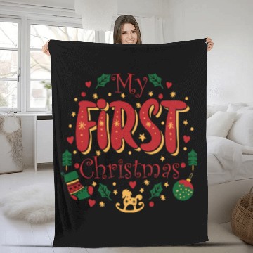 Discover My First Christmas, Infant Baby Cute 1st Christmas Fleece Blankets
