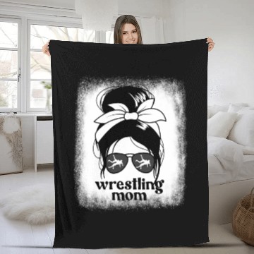 Discover Wrestling Mom Messy Bun Proud Wrestling Mom Fleece Blankets