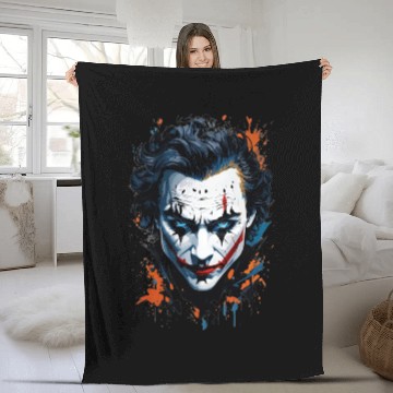 Discover Chaos in Colors: Vibrant Joker Face Fleece Blankets
