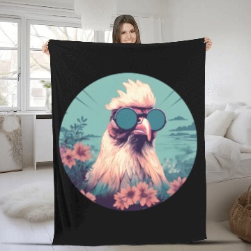 Discover Chicken Lovers Retro 80s 90s Style Fleece Blankets