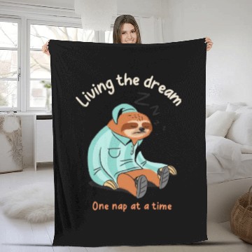 Discover Living the dream one nap at a time, sleepy sloth Fleece Blankets