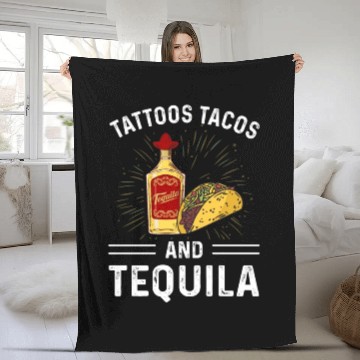 Discover Tattoos Tacos and Tequila Fleece Blankets