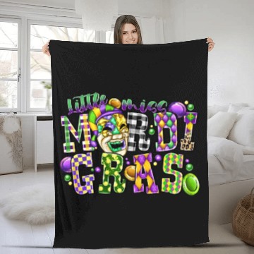 Discover Little Miss Mardi Gras Fleece Blankets