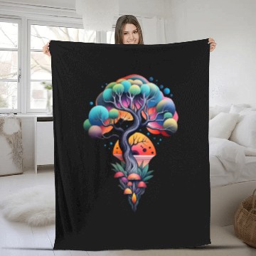 Discover psychedelic Nature illustration Fleece Blankets