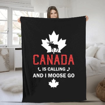Discover Canada Moose Canadian Flag Maple Leaf Fleece Blankets