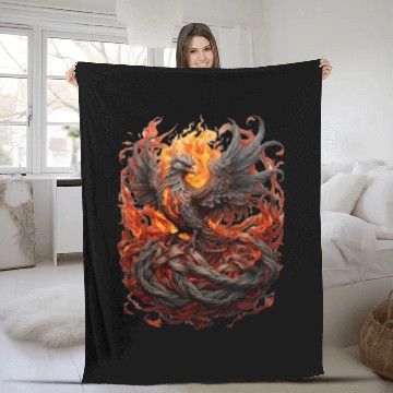 Discover Phoenix Ascendant: Majestic Bird Design Fleece Blankets