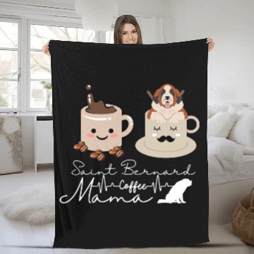 Discover Saint Bernard dog mama Fleece Blankets