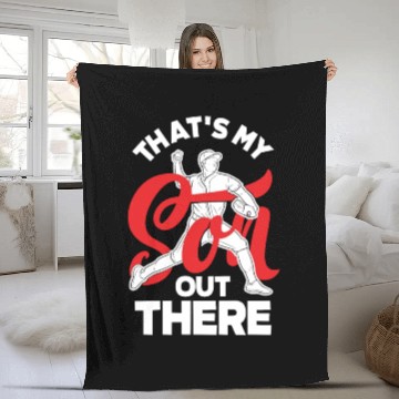 Discover That's My Son Out Ther Baseball Mom Dad Fleece Blankets