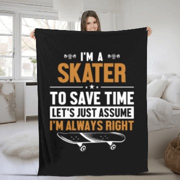 Discover Skater Let's Assume I'm Right Skaterboy Skateboard Fleece Blankets