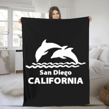 Discover San Diego California Dolphins Souvenirs Gifts Fleece Blankets