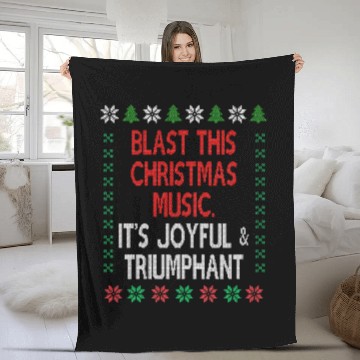 Discover Joyful and triumphant ugly Christmas sweater theme Fleece Blankets