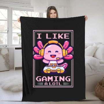 Discover Gaming, Axolotl, Gaming, Video Game, Unicorn Gamer Fleece Blankets