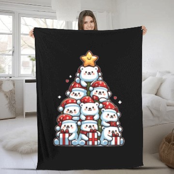 Discover Polar Bear Christmas Tree Merry Christmas Fleece Blankets