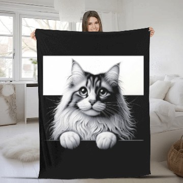Discover More Treats persian 1- Cute realistic cat drawing Fleece Blankets