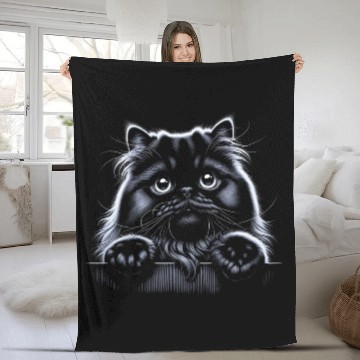 Discover persian More Treats 7- Cute realistic cat drawing Fleece Blankets