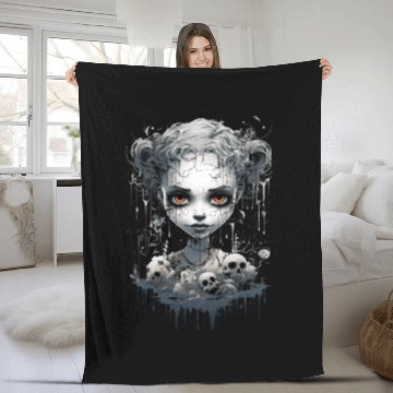 Discover Gothic Girl Halloween Fantasy Dark Fleece Blankets