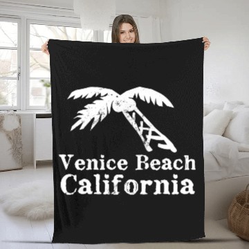 Discover Venice Beach California Palm Tree Souvenirs Gifts Fleece Blankets