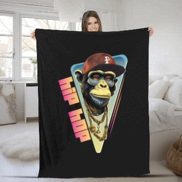 Discover Hip hop monkey with rapper hat Fleece Blankets