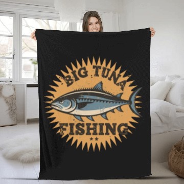 Discover Big Tuna Fishing Vintage Design Fleece Blankets