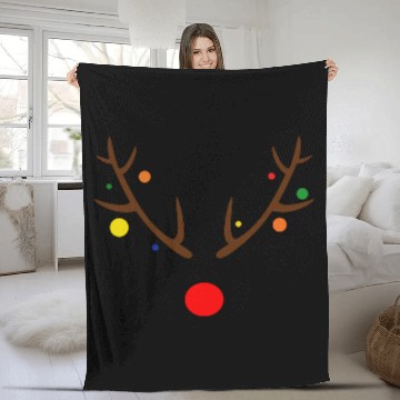 Discover Stylised reindeer with Christmas decorations Fleece Blankets