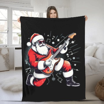 Discover Santa Claus Guitarist Merry Christmas Fleece Blankets