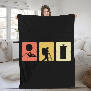 Discover Vintage Hiking Adventurous and Motivated Person Gi Fleece Blankets