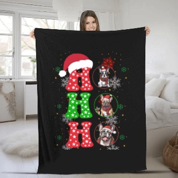 Discover hohoho french bulldog christmas santa claus Fleece Blankets