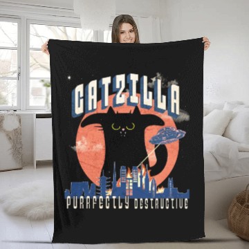 Discover Catzilla king of cats,movie parody Fleece Blankets