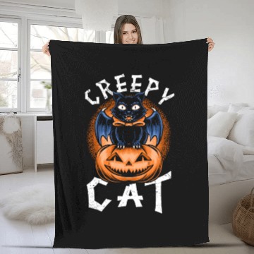 Discover Creepy Cat Fleece Blankets