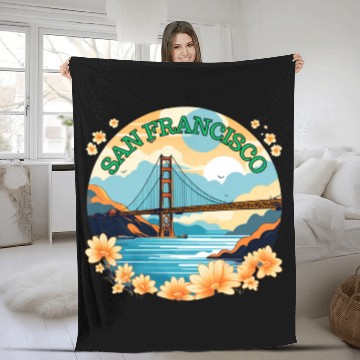 Discover Golden Gate Bridge - San Francisco Fleece Blankets