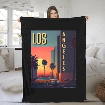 Discover Vintage car in Hollywood Los Angeles Fleece Blankets