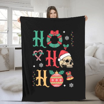 Discover Ho ho ho Merry Christmas Skull Santa Fleece Blankets