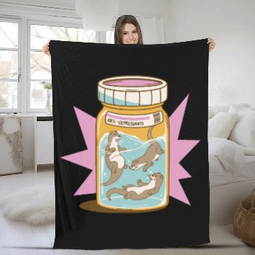 Discover Joyful Otter Jar Fleece Blankets