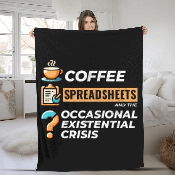Discover Accountant Bookkeeping Coffee Spreadsheets Funny Fleece Blankets