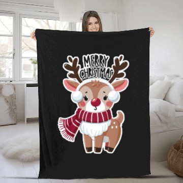 Discover Merry Reindeer Christmas Fleece Blankets