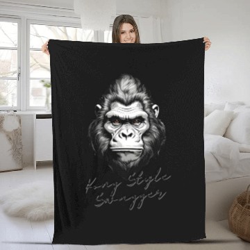 Discover Ape face Fleece Blankets