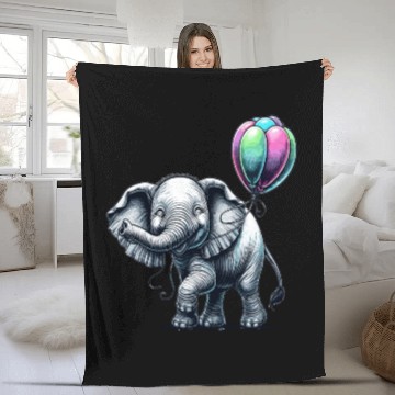 Discover Elephant Balloon Joy Fleece Blankets