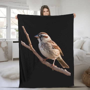 Discover A close-up photo of a cute sparrow bird. Fleece Blankets