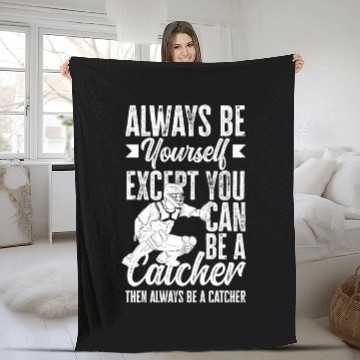 Discover Funny Baseball Catcher Gift Fleece Blankets