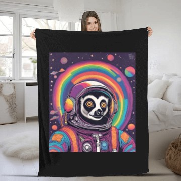 Discover Psychedelic Lemur Astronaut Fleece Blankets