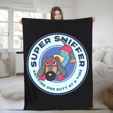 Discover Cute Funny Super Sniffer Dachshund Superhero Fleece Blankets