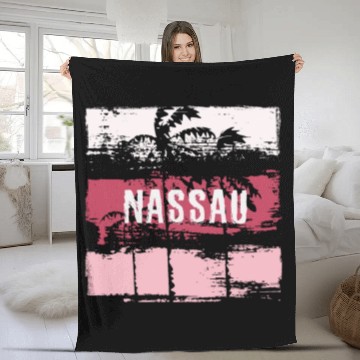 Discover Nassau Bahamas Vacation Souvenir Abstract Artistic Fleece Blankets