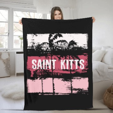 Discover Saint Kitts Vacation Souvenir Abstract Artistic Fleece Blankets