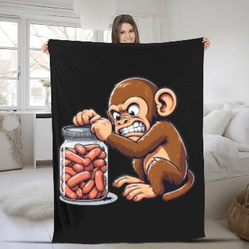 Discover Angry monkey, locked glass Fleece Blankets