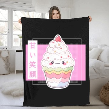 Discover Kawaii Strawberry Cupcake Cute Pastel Japanese Aes Fleece Blankets