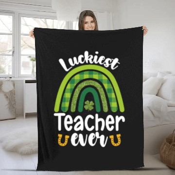 Discover Luckiest Teacher Ever School St Patrick's Day Fleece Blankets