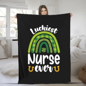 Discover Luckiest Nurse Ever St Patrick's Day Fleece Blankets