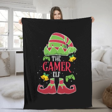 Discover Christmas Gamer The Gamer Elf Video Player Fleece Blankets